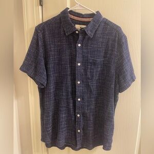 The Normal Brand Navy Textured Button Down Shirt